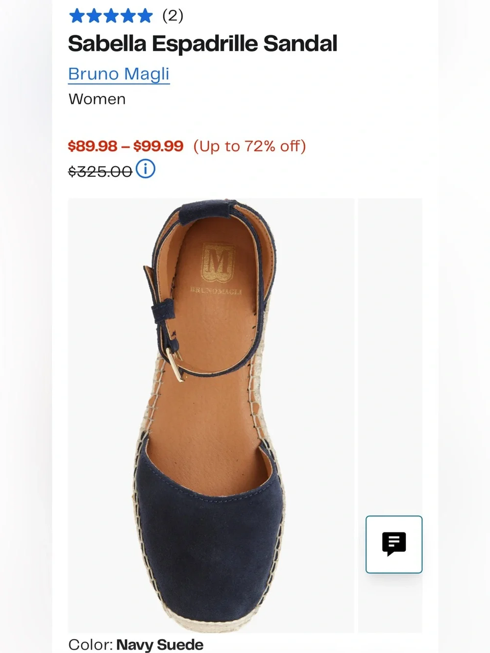 Bruno Magli Sabella Navy Suede Espadrille Sandal
